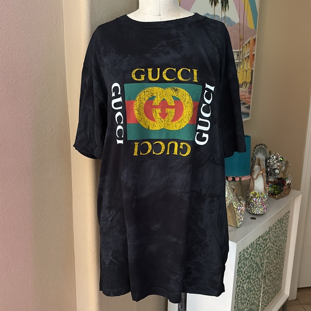 RARE GUCCI Retro LogoTee with LOVED in silver “embellishments” on back